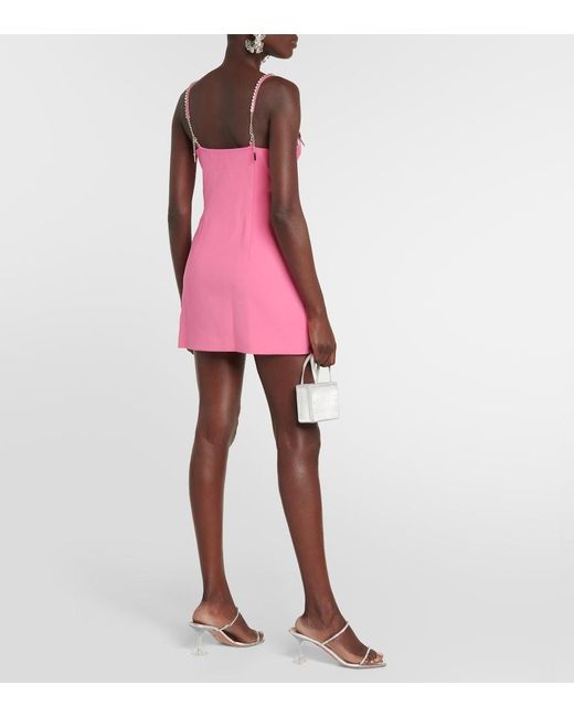 Area Pink Embellished Wool Minidress