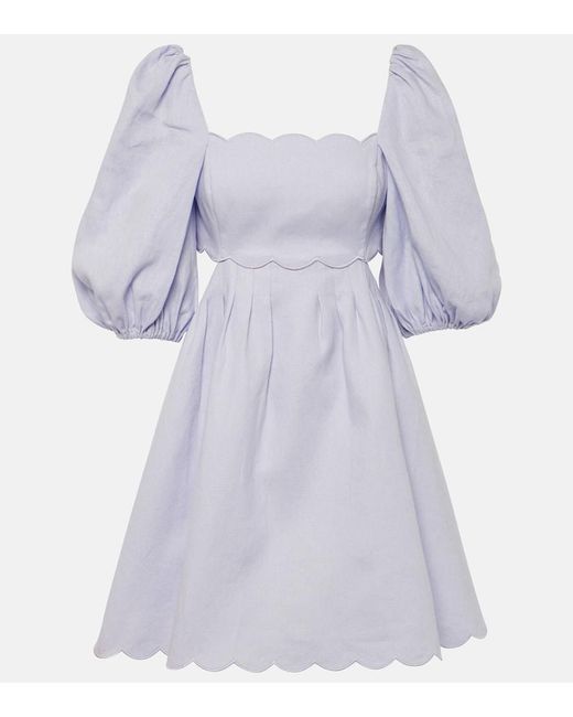 Zimmermann Purple Lilac Scalloped Edges Linen Dress