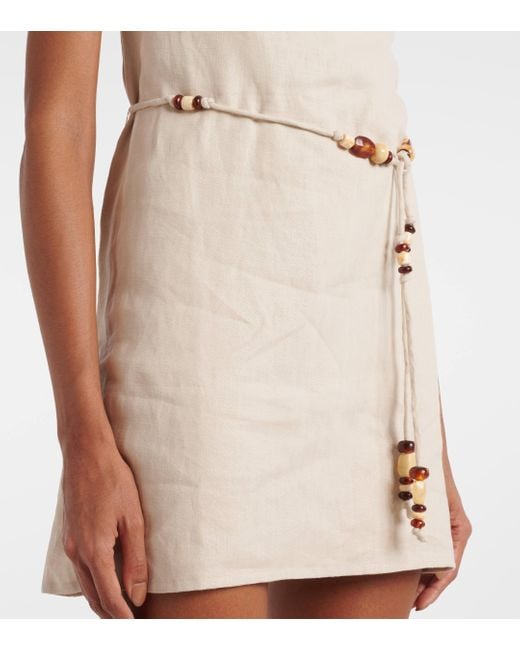 Faithfull The Brand Natural Lui Belted Linen Minidress