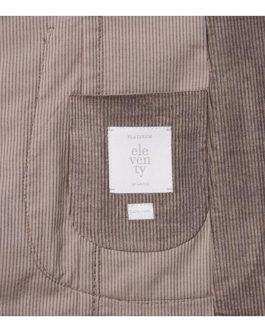 Eleventy Brown Cotton And Cashmere Corduroy Blazer for men
