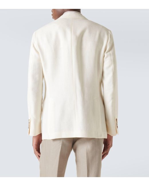 Blazer en lin et laine melanges Brunello Cucinelli pour homme en coloris White