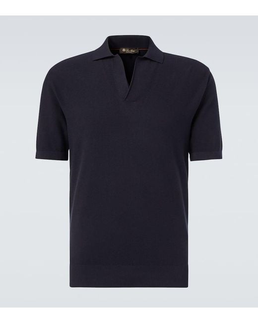 Loro Piana Polohemd Walkery Aus Baumwolle Und Seide in Blue für Herren