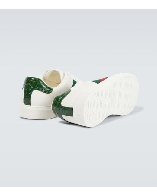 Sneakers Ace Web Stripe in pelle di Gucci in White da Uomo