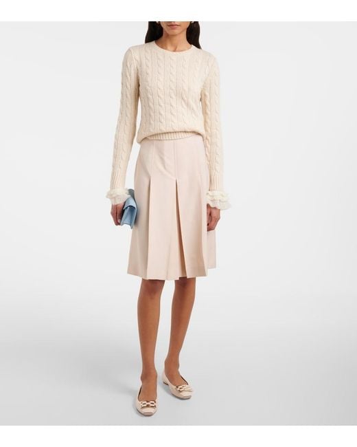 Roger Vivier Natural Trompette Ball Leather Ballet Flats