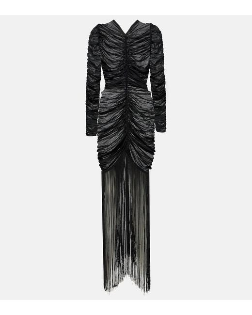 Khaite Black Guisa Fringed Silk-Blend Maxi Dress