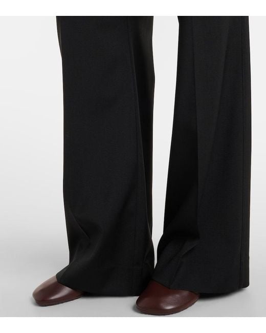 Loewe Black Logo Wool Mid-Rise Straight Pants