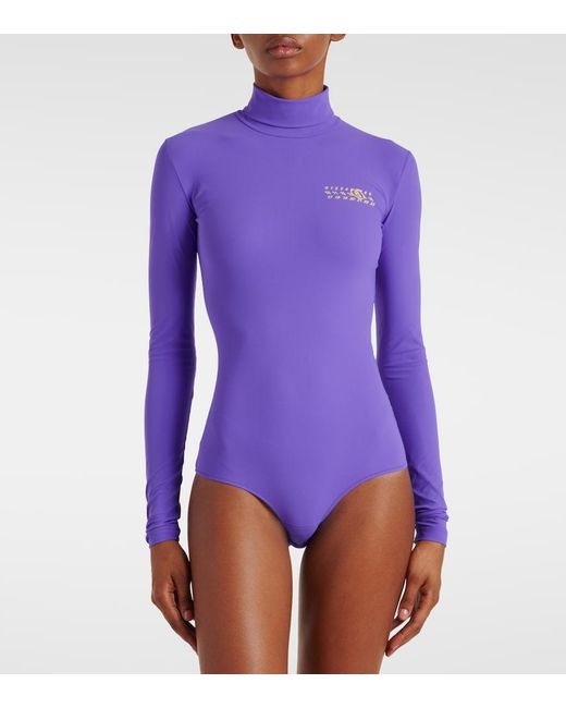 MM6 by Maison Margiela Blue Logo Jersey Bodysuit
