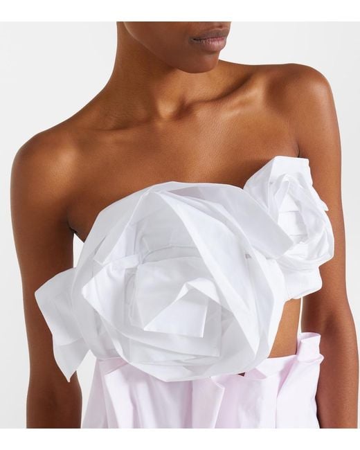 Simone Rocha White Rosette Cotton Poplin Bandeau Top