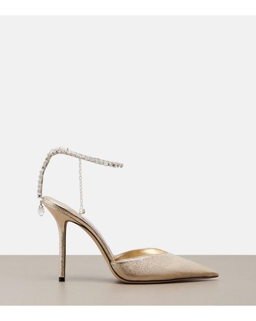 Jimmy Choo Natural Saeda Embellished Pumps