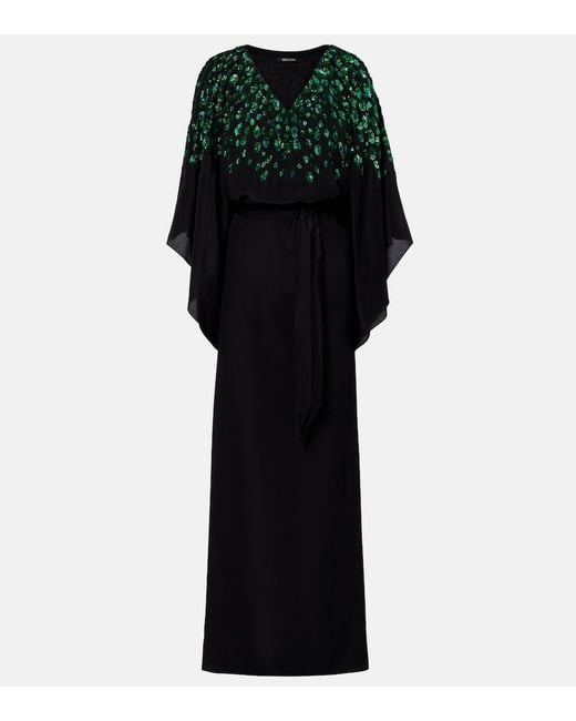 Roberto Cavalli Black Sequined Silk Gown
