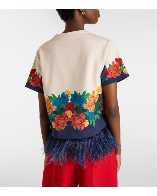LaDoubleJ Blue La Scala Floral Cotton Jersey T-Shirt