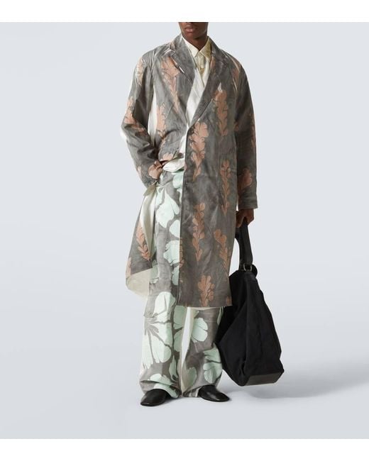 Pantalon Ample En Coton A Fleurs Dries Van Noten pour homme en coloris Green