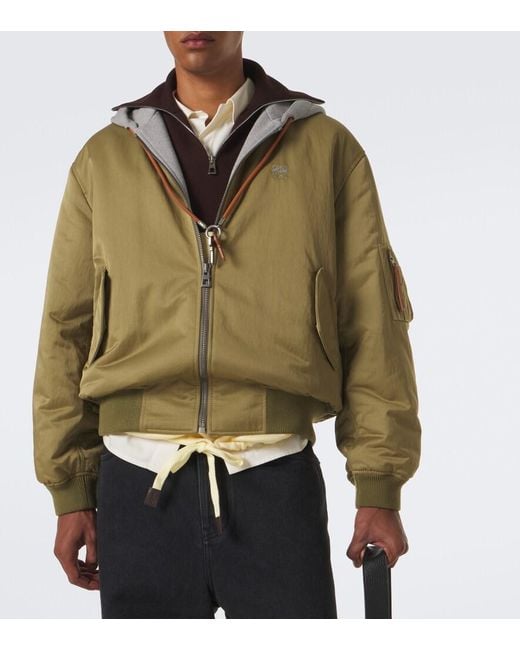 Loewe Green Fleece-Trimmed Technical Bomber Jacket for men