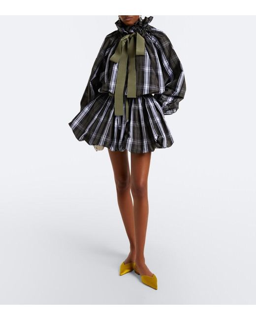 Patou Black Checked Balloon Miniskirt