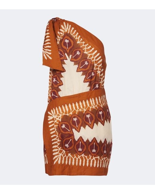 Johanna Ortiz Orange Printed Cotton Minidress