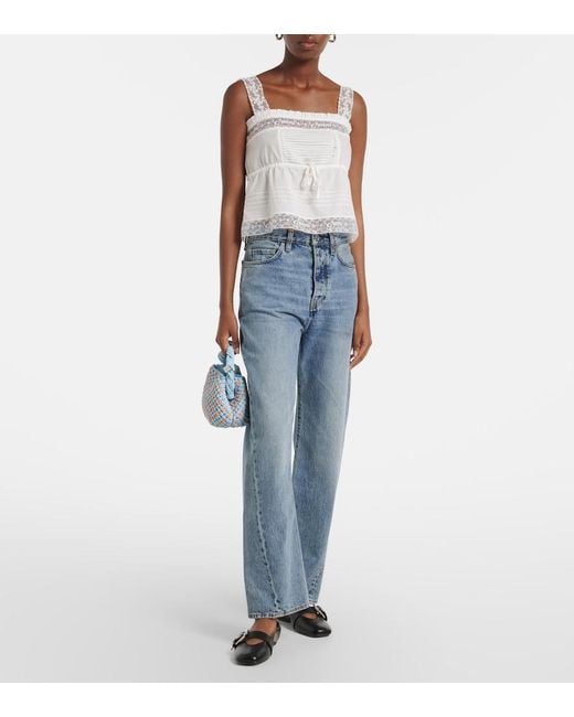 Ganni Blue Bou Mini Woven Top-Handle Bag