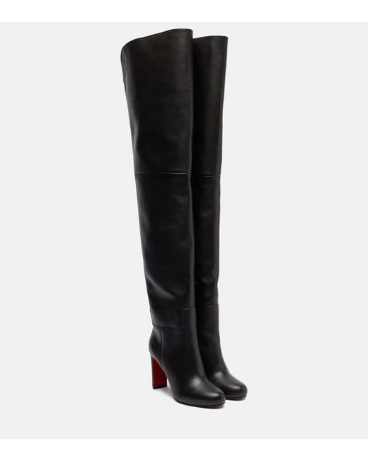 Christian Louboutin Black Loo 85 Leather Over-The-Knee Boots