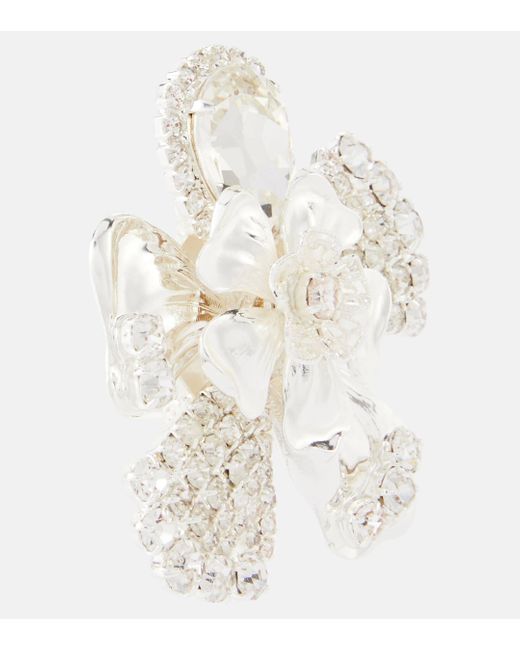 Magda Butrym White Floral Crystal-embellished Earrings