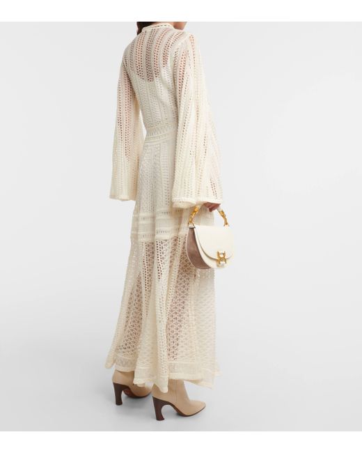 Chloé White Lace Linen, Cashmere, And Silk Maxi Dress