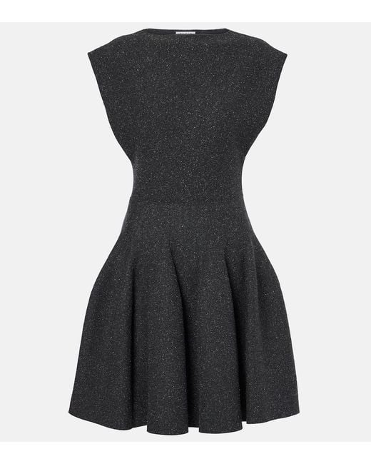 Alaïa Black Godet Silk-Blend Minidress