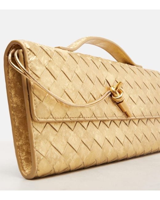 Bottega Veneta Clutch Andiamo Aus Metallic-Leder