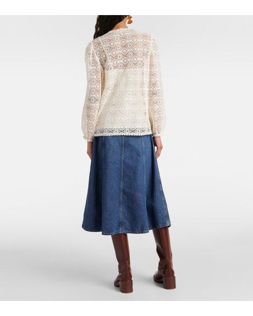 FRAME Natural Cotton Lace Blouse