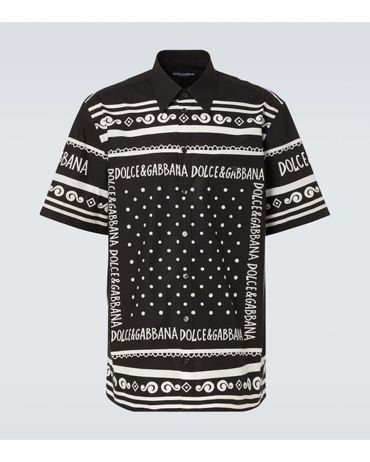 Camisa De Denim Y Seda Estampada Dolce & Gabbana de hombre de color Black