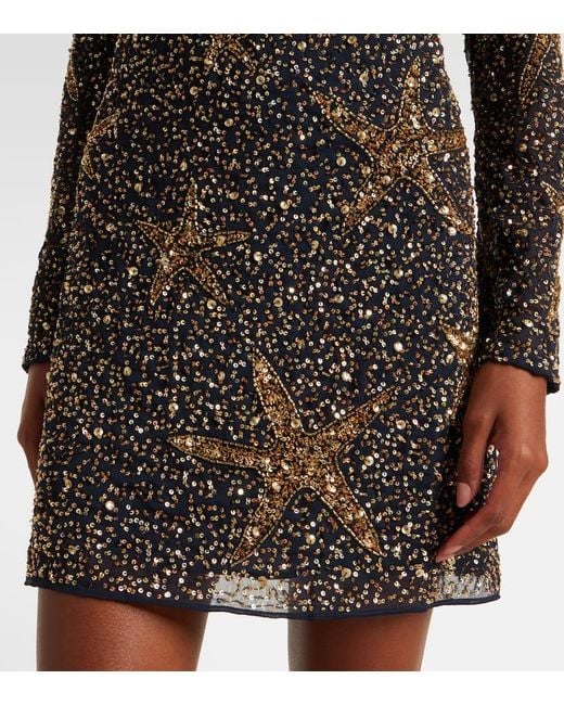 Rixo Black Ilse Sequined Minidress