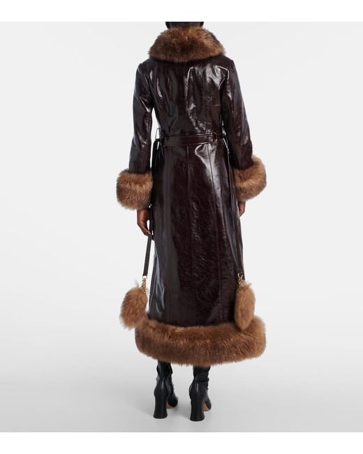 Manteau En Cuir Et Shearling Chloé en coloris Brown
