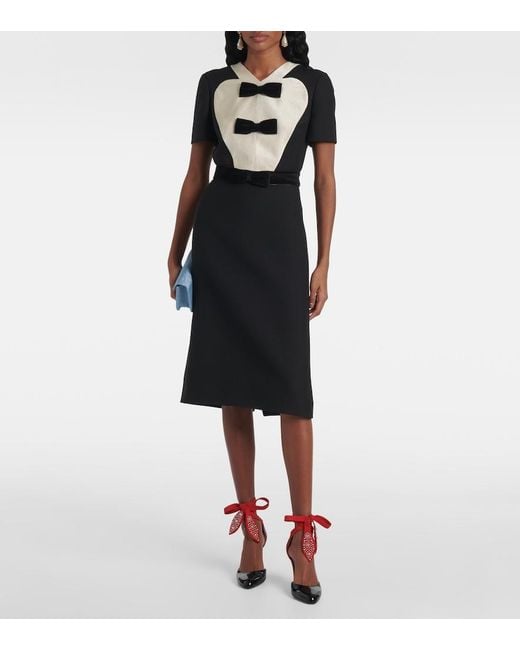 Valentino Black Crepe Couture Bow-Detail Midi Dress