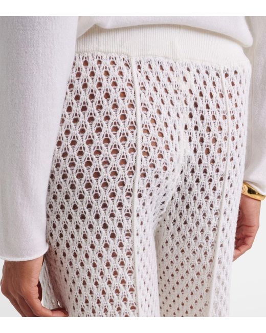Jardin Des Orangers White Open-Knit Wool And Cashmere Wide-Leg Pants