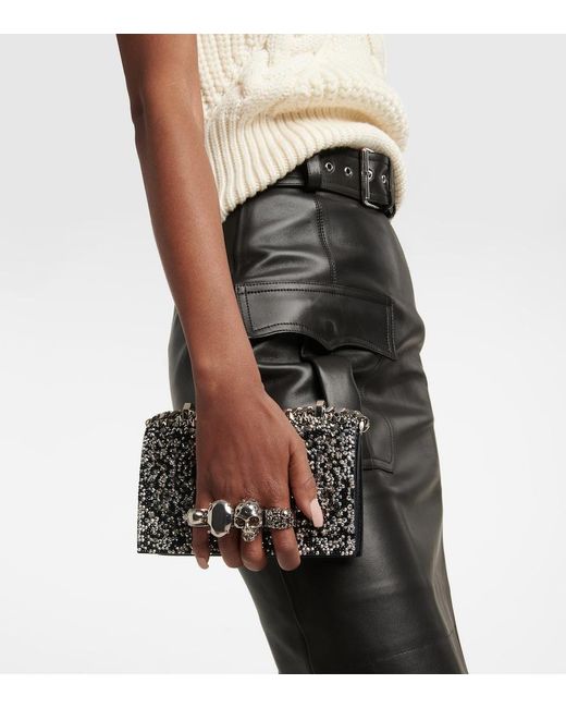 McQueen Black Jewelled Satchel Mini Embellished Crossbody Bag