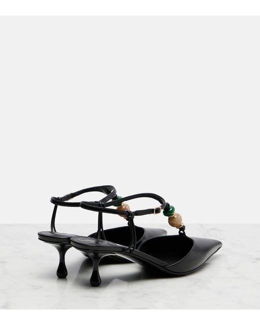Jimmy Choo Black Lauri Embellished Leather Slingback Pumps