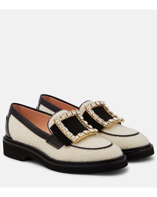 Roger Vivier Black Viv' Rangers Wool Boucle Loafers