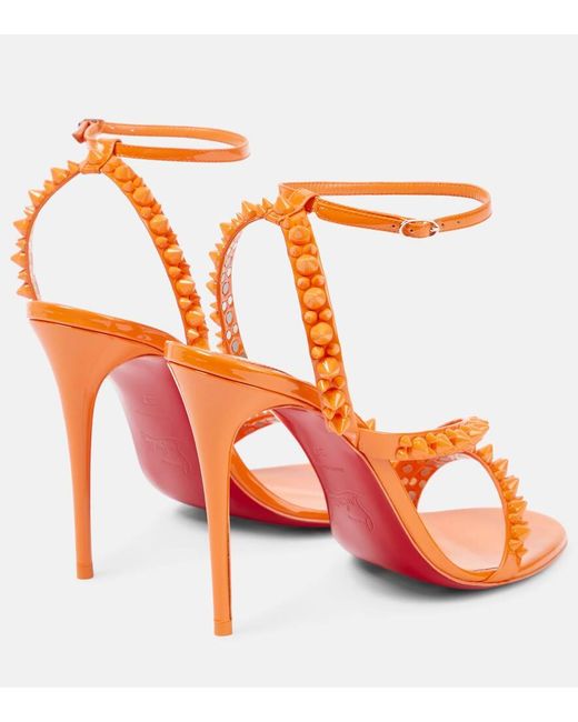 Christian Louboutin Orange Mafaldina Spikes 100 Leather Sandals