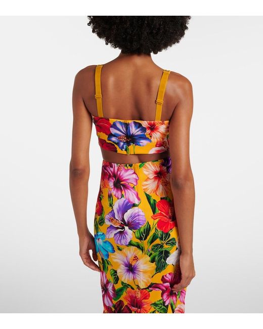 Dolce & Gabbana Pink Floral Silk-Blend Crop Top