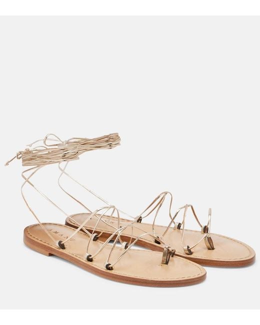 Amanu Natural Serengetti Metallic Leather Sandals