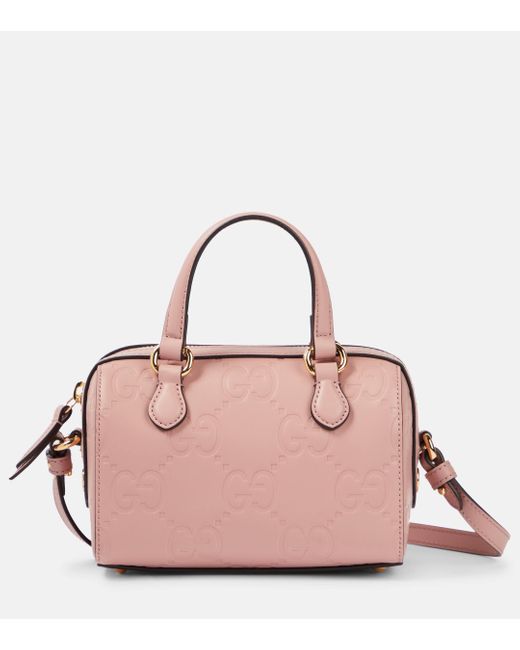 Gucci Pink GG Super Mini Leather Tote Bag