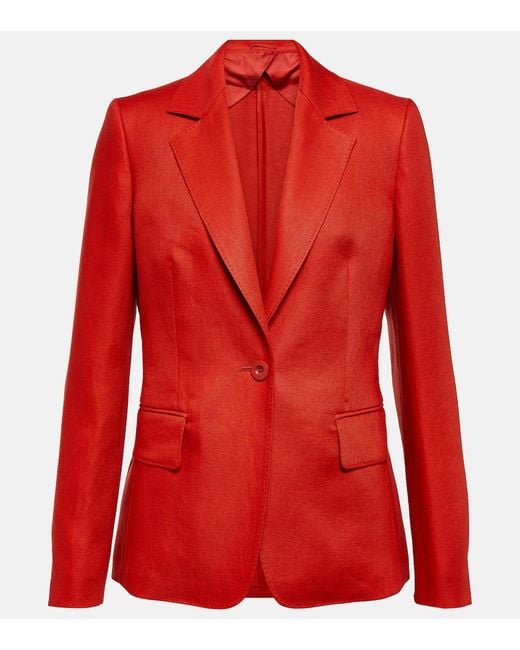 Max Mara Red Alpaca Single-Breasted Linen Blazer