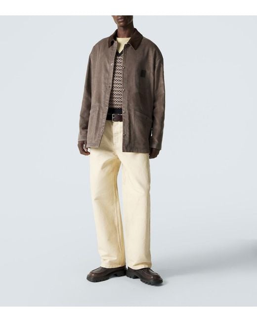 Loewe Brown Suede-Trimmed Jacket for men