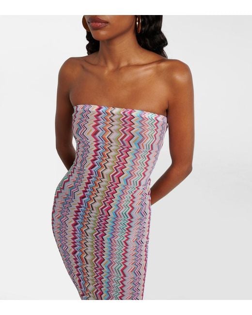 Missoni Pink Zigzag Strapless Minidress