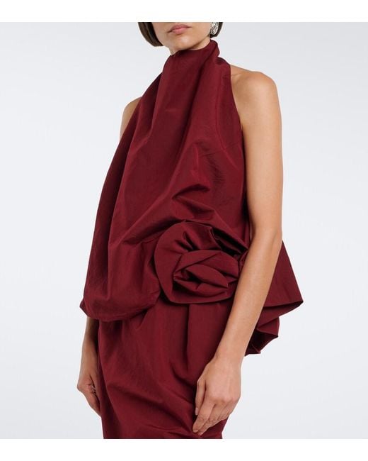 Magda Butrym Red Halterneck Cotton And Silk Top