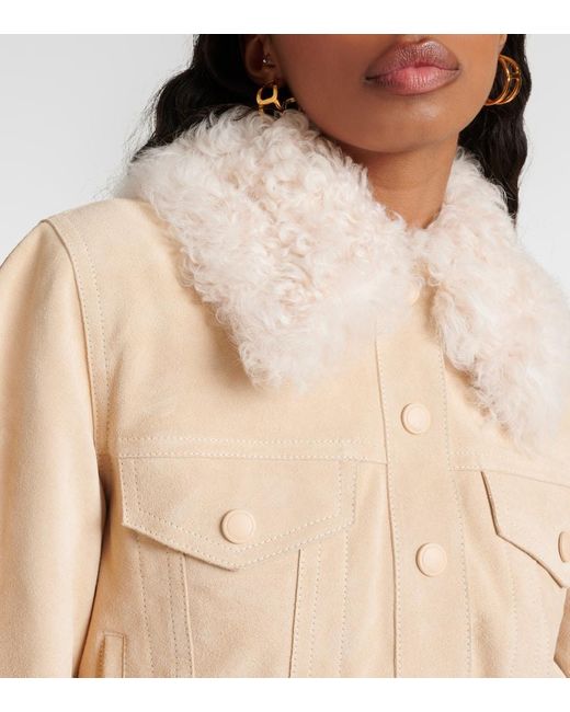 Chloé Natural Jacke aus Veloursleder mit Shearling