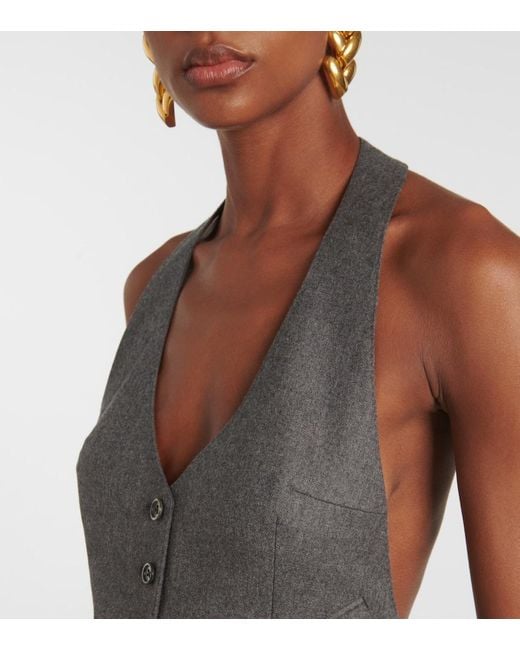 Tom Ford Gray Wool Open-Back Vest