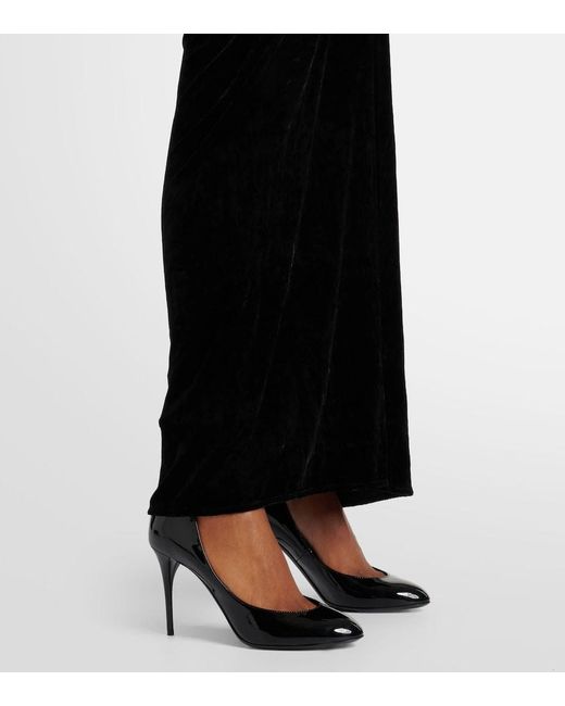 Alaïa Black Ruched Velvet Midi Dress