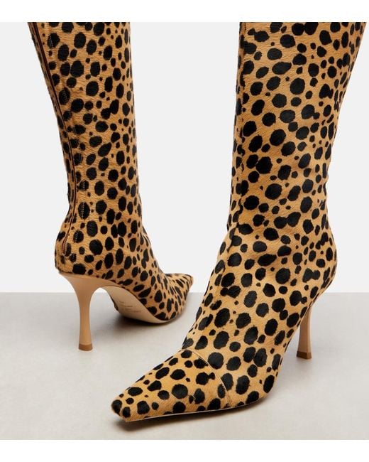 Jimmy Choo Brown X Conner Ives Gloria 85 Pony Hair Cheetah Knee-High Boots