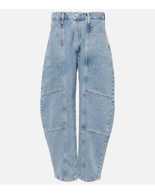 Agolde Blue High-Rise Barrel Jeans Mara