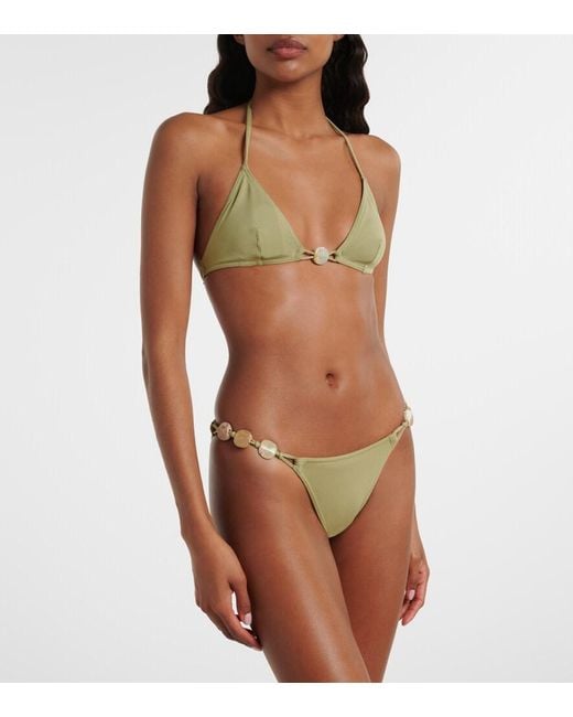 Eres Green Alva Embellished Bikini Top