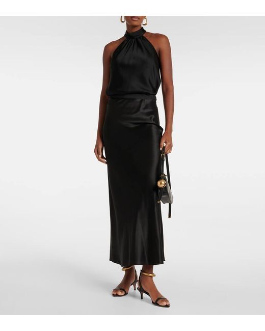 Top Thea De Saten Con Cuello Halter Jonathan Simkhai de color Black