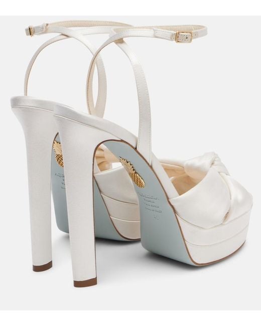 Aquazzura White Bridal Cupid 130 Silk Satin Platform Sandals